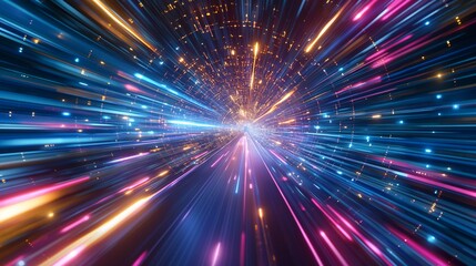 Abstract technology background of high-speed global data transfer, ultra-fast broadband and connection, digital cyber-tech motion