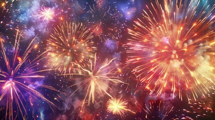 Fototapeta premium A fireworks display with many different colored fireworks