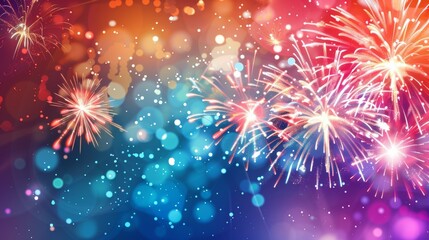 Obraz premium A colorful fireworks display with a blue background