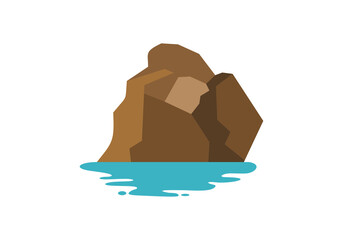 big rock and water icon illustration design template logo icon vector