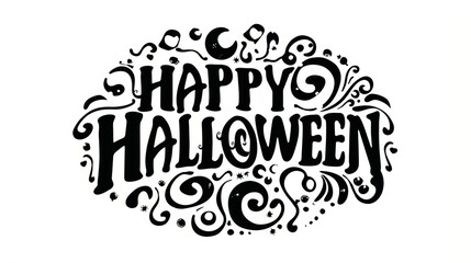 Happy Halloween lettering. Selective focus background and copy space