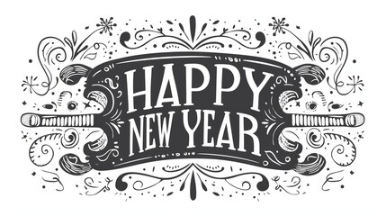 Happy New Year inscription. Merry Christmas and Happy New Year concept. Selective focus background and copy space