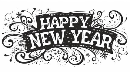 Happy New Year inscription. Merry Christmas and Happy New Year concept. Selective focus background and copy space