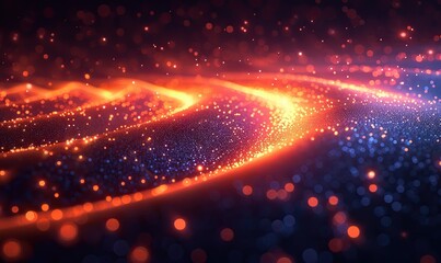A vibrant abstract image with streaks of light and glowing particles symbolizes speed, energy, and the dynamic flow of data in a digital universe.