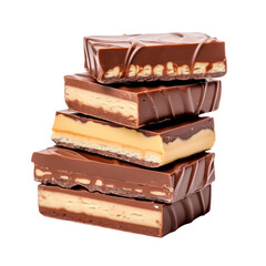 Stack Of Assorted Chocolate Bars With Caramel Layers