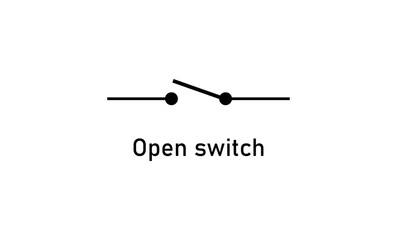 Open electrical switch vector symbol.