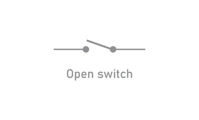 Open electrical switch vector symbol.