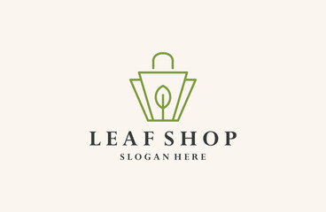 Leaf shop logo style icon design template flat vector