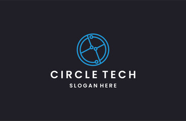 circle tech logo. Creative Connection symbol.