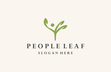 People leaf logo icon design template vector illustration