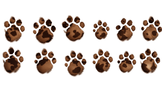 Paw Prints In A Row Isolated On Transparent Background