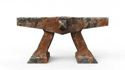 A simple wooden bench with a metal base on a clean white background, perfect for interior design or furniture photography