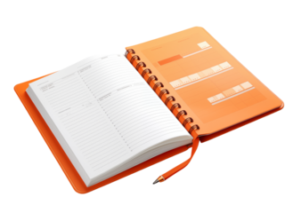 Open Planner Notebook With Pen On Transparent Background