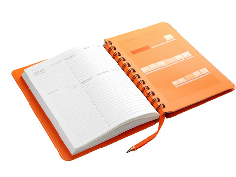 Open Planner Notebook With Pen On Transparent Background