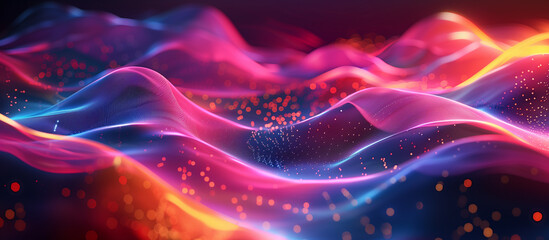 Obraz premium Abstract futuristic background with glowing neon waves