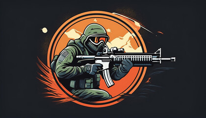 Futuristic shooter Gaming Logo 