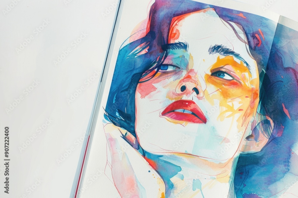 Canvas Prints A beautiful watercolor artwork featuring a woman's face with intricate details