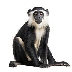 Fototapeta premium Black And White Monkey Sitting On Transparent Background