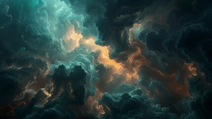 Obraz premium Conceptual artwork of swirling, ominous wind and thunder.