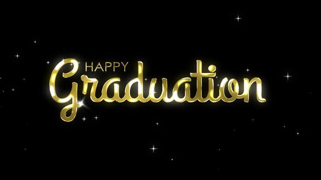 happy graduation congratulations gold animated graduation day text lettering hat toga 4k looping