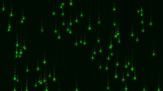 background rain of numbers Matrix cyber hacker animated rain of glowing green digital numbers and falling matrix code numbers Secure cyber technology