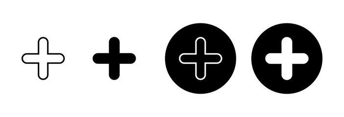 Obraz premium Plus Icon vector isolated on white background. Add plus icon. Addition sign. Medical Plus icon