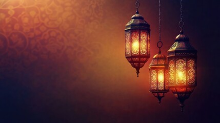 arabic lantern of ramadan celebration background illustration. copy space area background