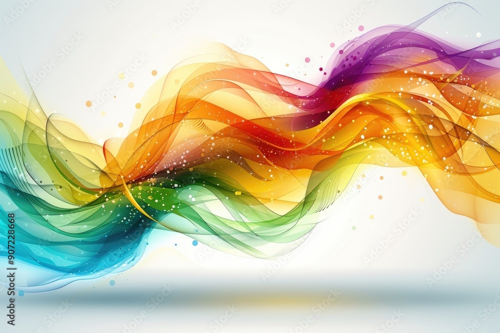 Poster abstract colorful wave pattern with glittering dots