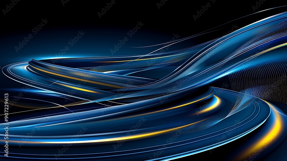 Poster realistic images with full hd resolution close-up of an abstract highway with deep blue and light bl