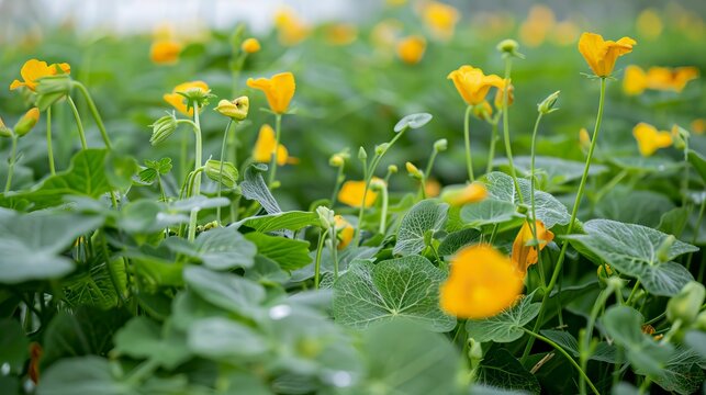 Cubios (Tropaeolum tuberosum) at organic cultivation field