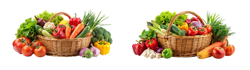 Basket of Fresh Vegetables on Transparent Background: Vibrant Image, Vegetable Basket Transparent Background.