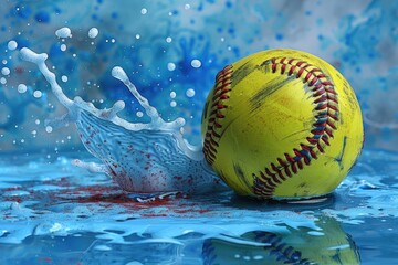 A Worn Softball Creates a Splash of White and Blue