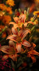 Obraz premium Flowers Buffed Lilies, Orange Day Lilies 