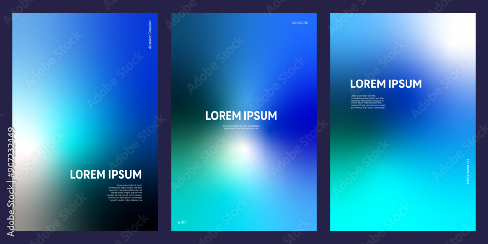 Wall mural abstract dark background set with blue and green gradient mesh for modern dynamic futuristic design