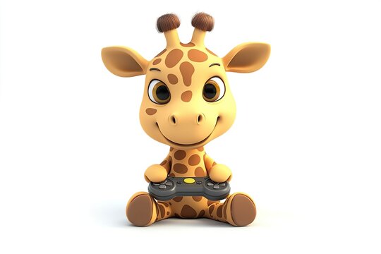 giraffe with game controller 