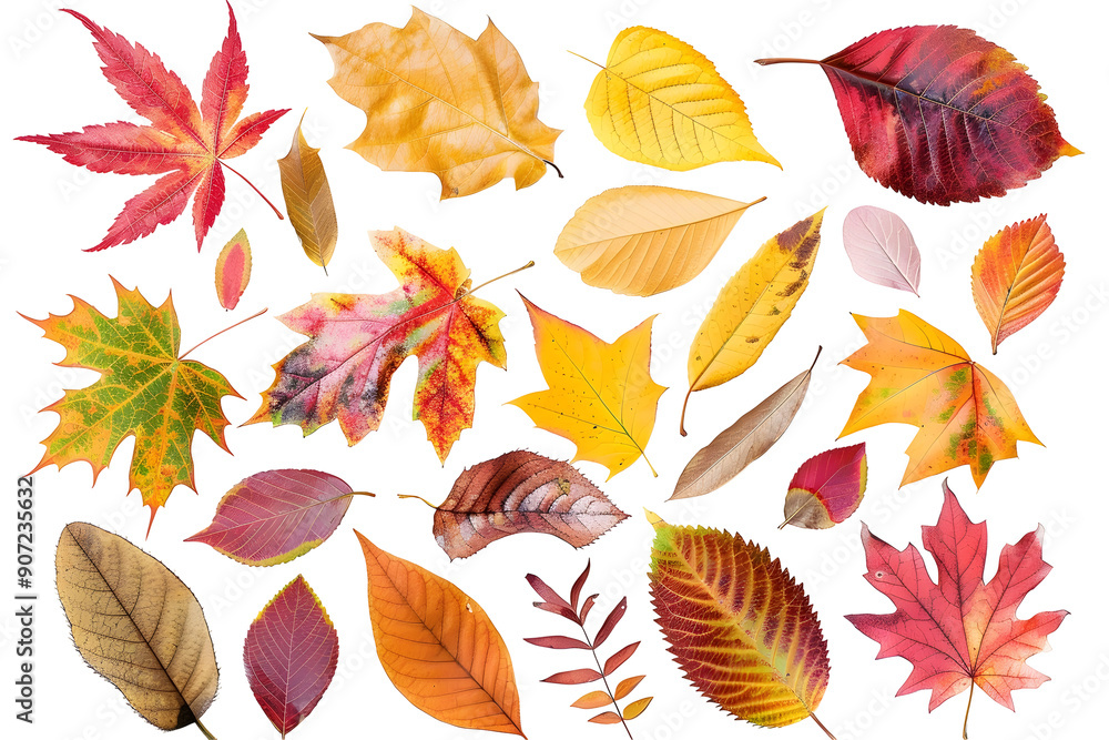 Sticker autumn leaves collection set