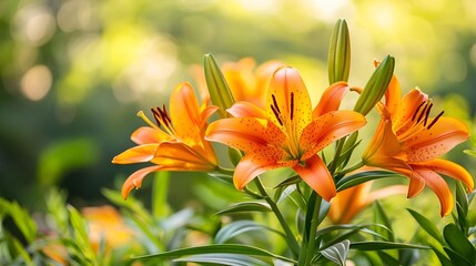 Obraz premium Orange lily flowers blooming