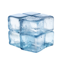 Obraz premium Stack Of Transparent Ice Cubes With Water Droplets On Transparent Background