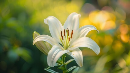 Fototapeta premium Delicate white blossom captured in macro detail, nature's beauty unveiled