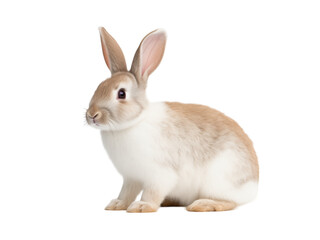 Obraz premium Adorable Beige Rabbit Sitting On Transparent Background