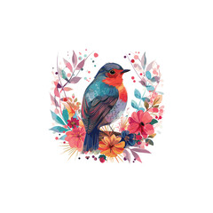 Obraz premium vector image of beautiful birds and wreath.ai generated