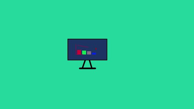Buseness chart icon animation with monitor.