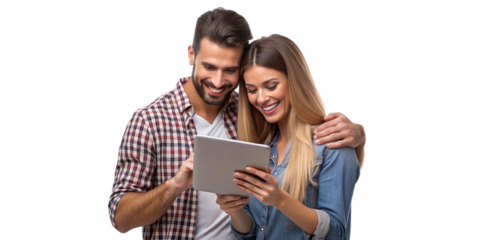 Happy Young Couple Using Digital Tablet