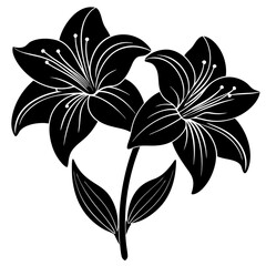 Amaryllis vector illustration, red lily flower vector art, Amaryllis silhouette, flowers vector icon, eps, red lily flowers, plant Amaryllis