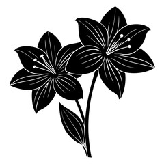 Amaryllis vector illustration, red lily flower vector art, Amaryllis silhouette, flowers vector icon, eps, red lily flowers, plant Amaryllis