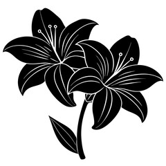 Amaryllis vector illustration, red lily flower vector art, Amaryllis silhouette, flowers vector icon, eps, red lily flowers, plant Amaryllis