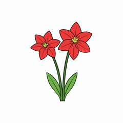Amaryllis vector illustration, red lily flower vector art, Amaryllis silhouette, flowers vector icon, eps, red lily flowers, plant Amaryllis
