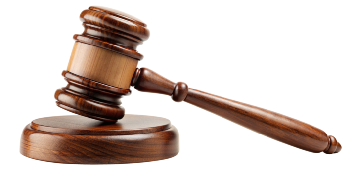 Wooden Judge Gavel on White Background