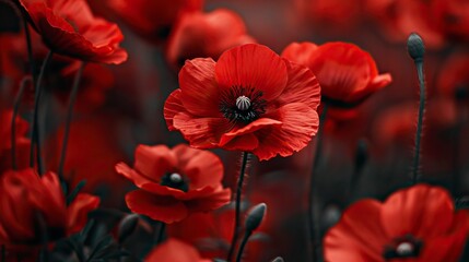 Obraz premium Red kwiaty in nature 