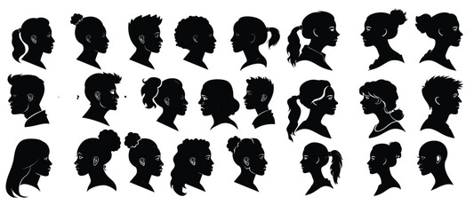 silhouettes of people face 